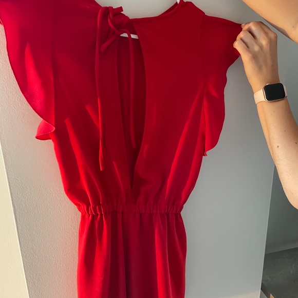 Aritzia Bavarian Red Open Back Romper - Picture 3 of 4